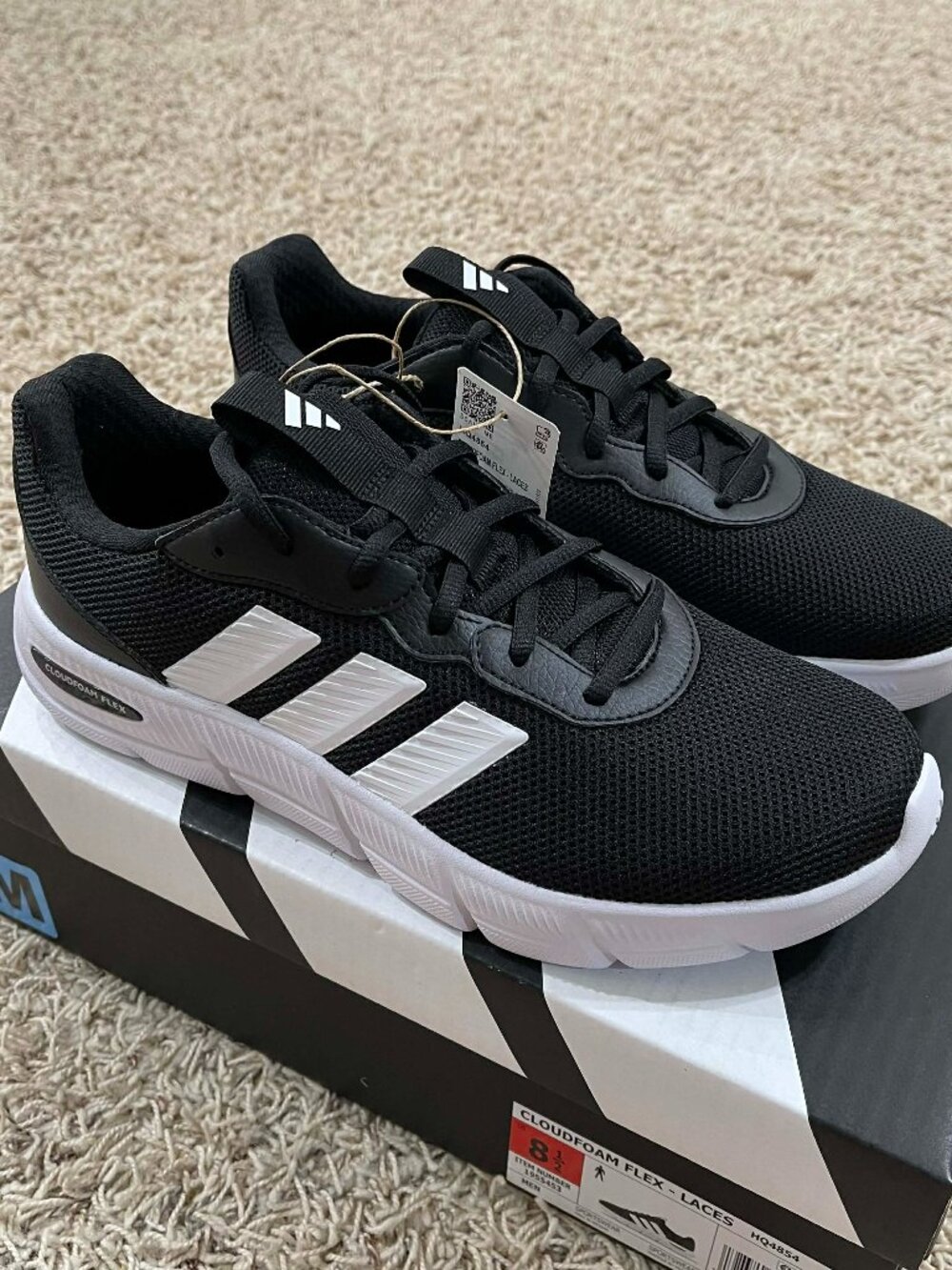 Adidas Men's Cloudfoam Flex Sneakers Shoes Black, Size 8.5 (New)